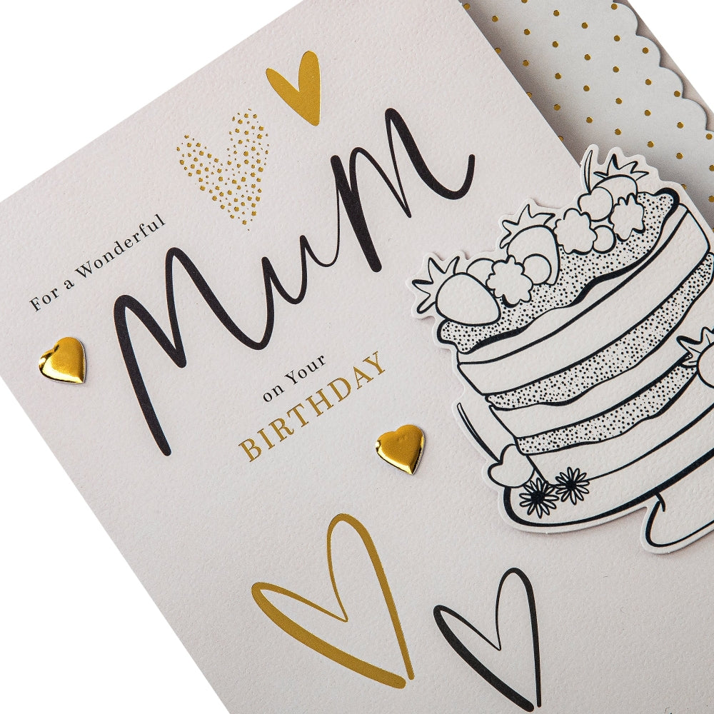 Cake Design & Heartfelt Verse Mum Birthday Card