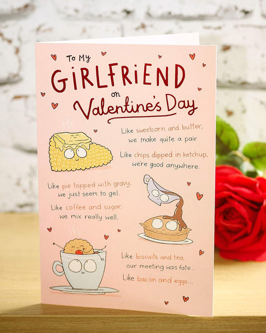 For My Girlfriend Cute Cartoon Design Valentine's Day Card