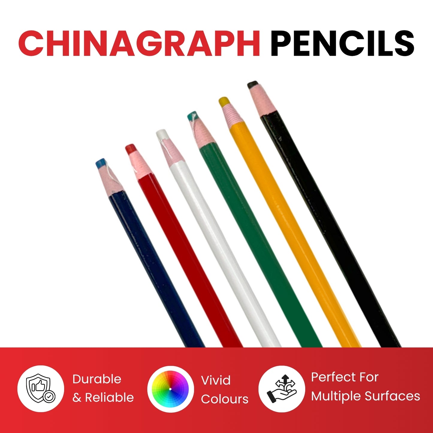 Pack of 12 Yellow Chinagraph Pencils by Janrax - Peel Off China Markers