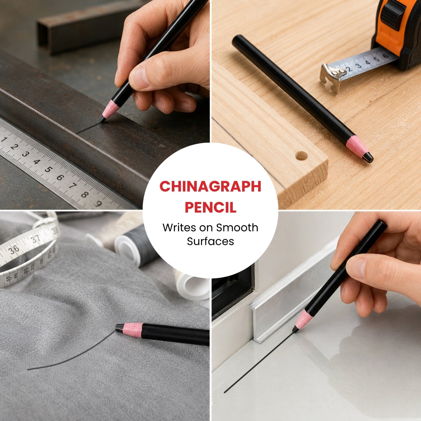Pack of 12 White Chinagraph Pencils by Janrax - Peel Off China Markers