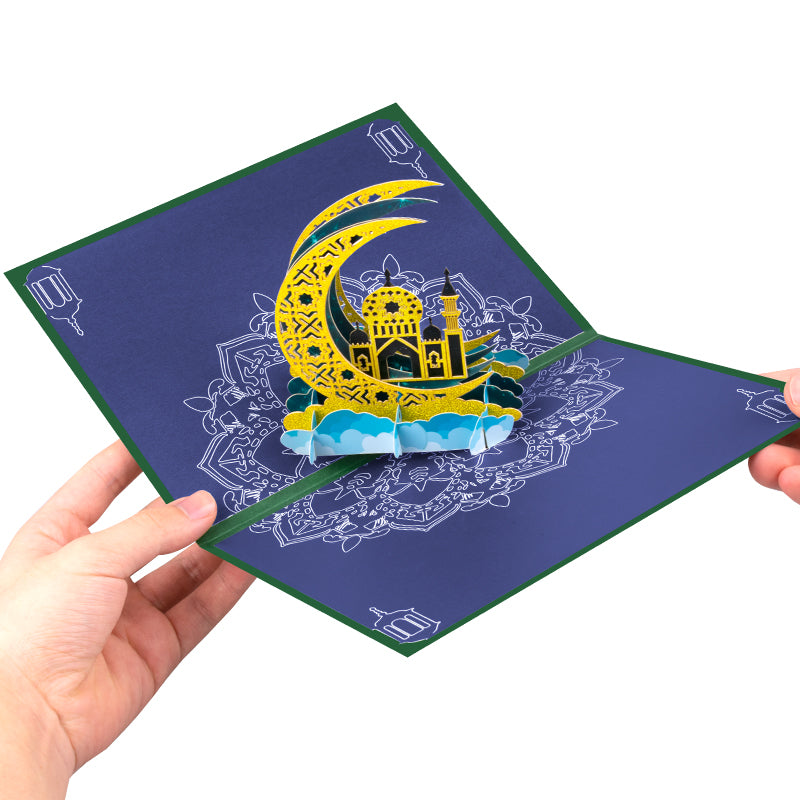 Peace and Joy Crescent Blessings Eid 3D Pop Up Greeting Card