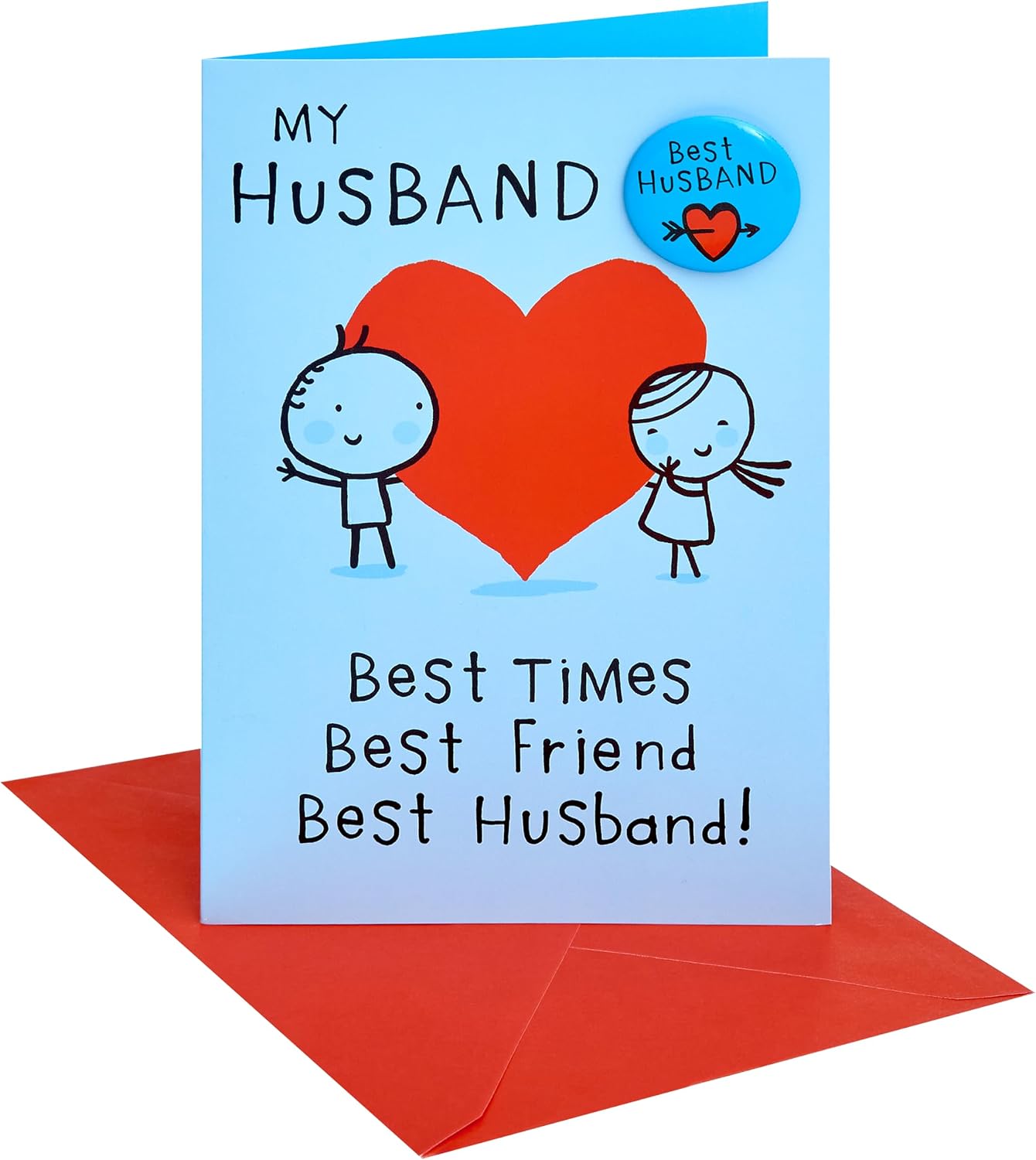 Benny Giant Heart Design Husband Birthday Card with Badge
