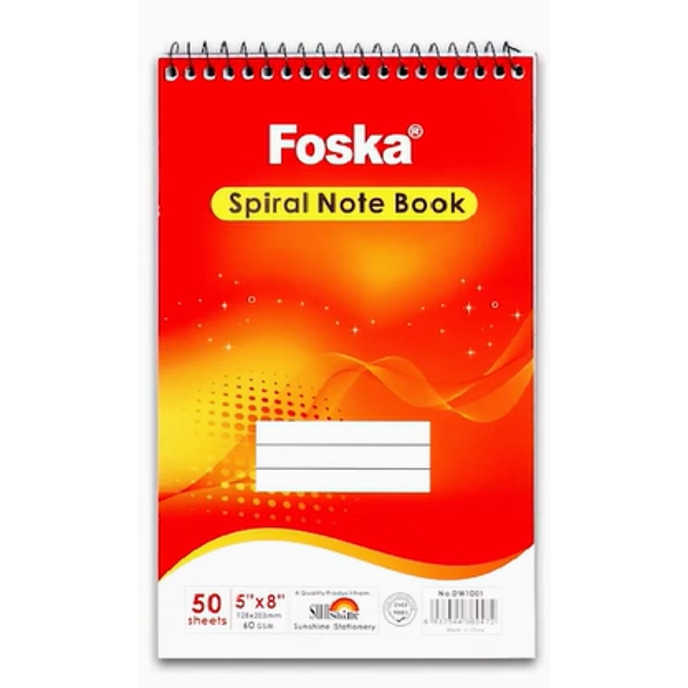 50 Sheets Lined Spiral Notebook 5"x8" 