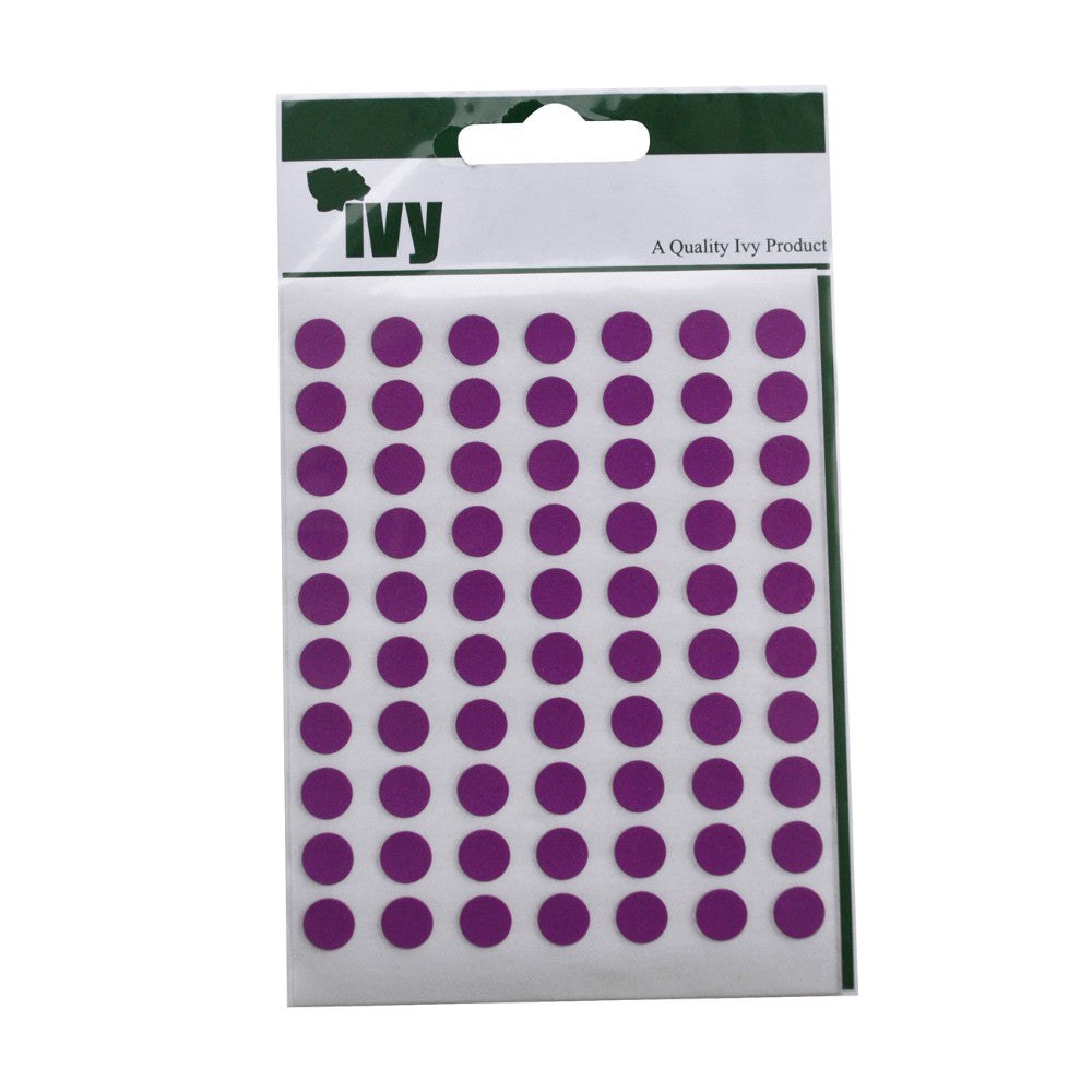 Pack of 490 8mm Purple Round Sticky Dots