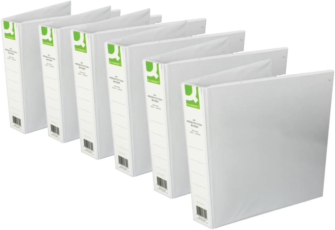 Pack of 6 A4 White 40mm Presentation 4D-Ring Binders