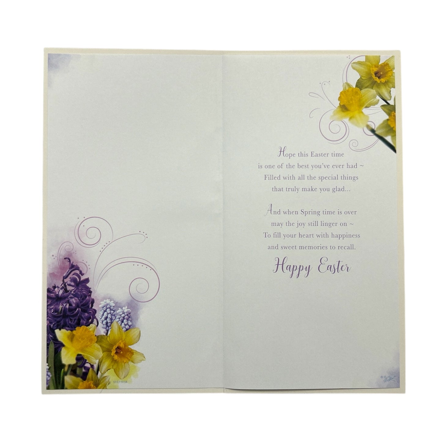 Mam And Dad Lilac And Daffodils Flowers Design Easter Card