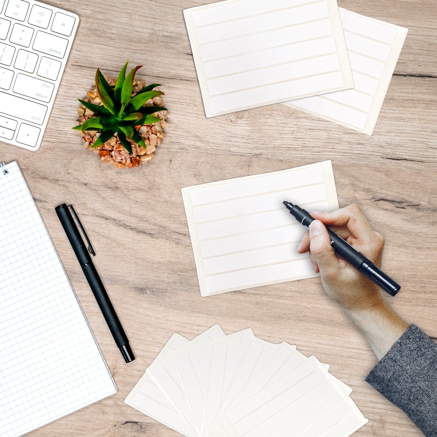 Pack of 288 White 12x102mm Rectangular Labels - Adhesive Stickers