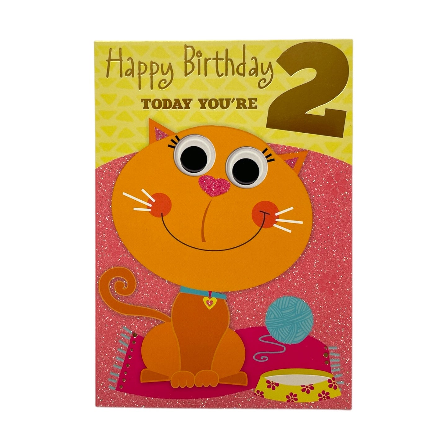 Age 02 Juvenile Cat With Yarn Design Birthday Card