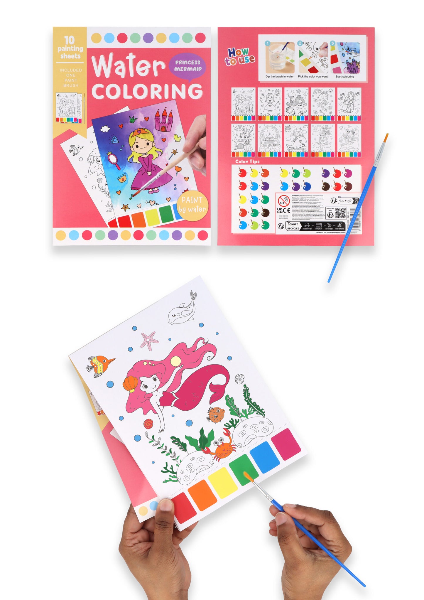 Princess Water Colouring Set (21cm x 15cm) - A5 Size 10 Painting Sheets Paint Brush Included