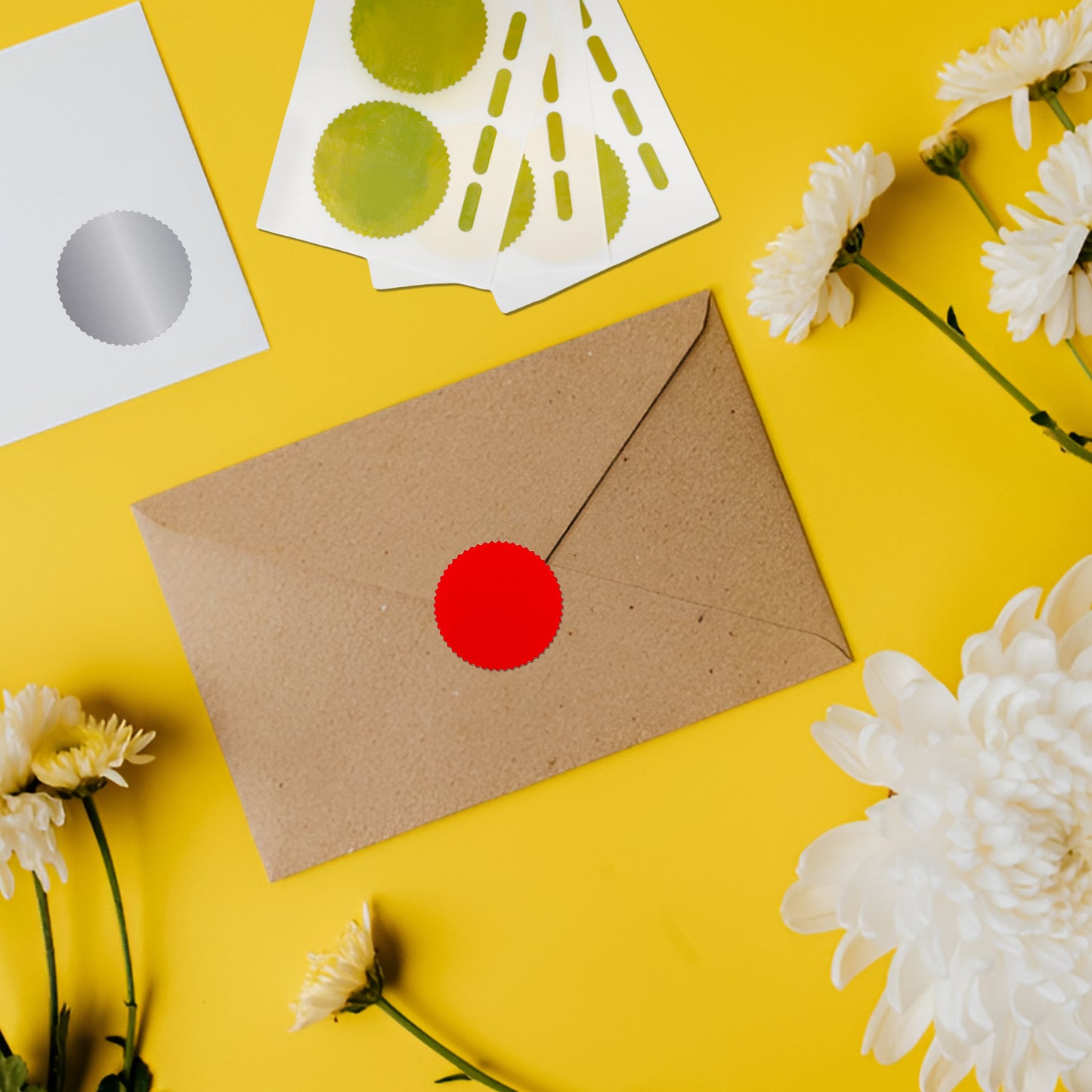 Pack of 36 Silver Foil Company Seals Labels 50mm