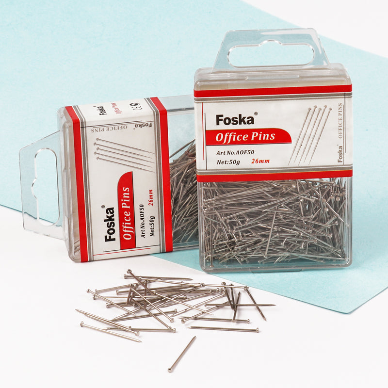 12x Pack of 50g Office Pins 26mm in a Handy Box