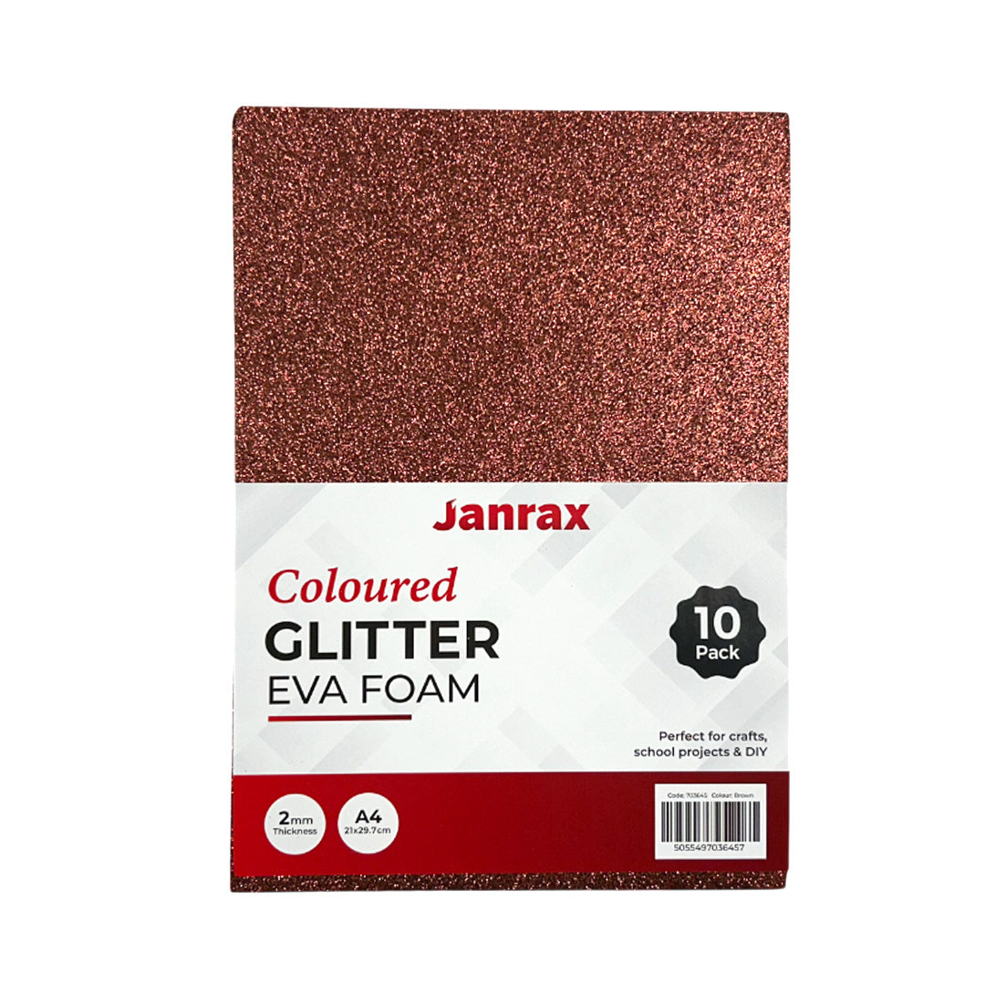 Pack of 50 A4 Brown Glitter EVA Foam Sheets