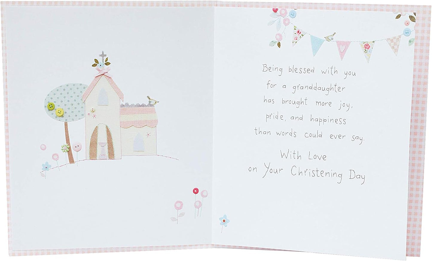 Button Attachments Granddaughter Christening Card