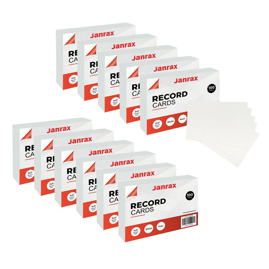 Pack of 1200 White Plain 5x3" Record Cards – Blank Study Index Cards for Notes, Revision