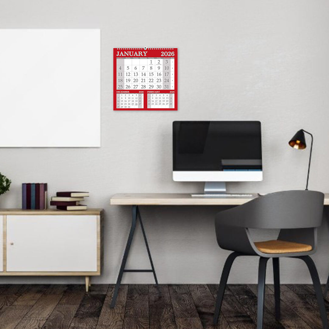 Slim Month To View Calendar 2026 – 143mm x 417mm
