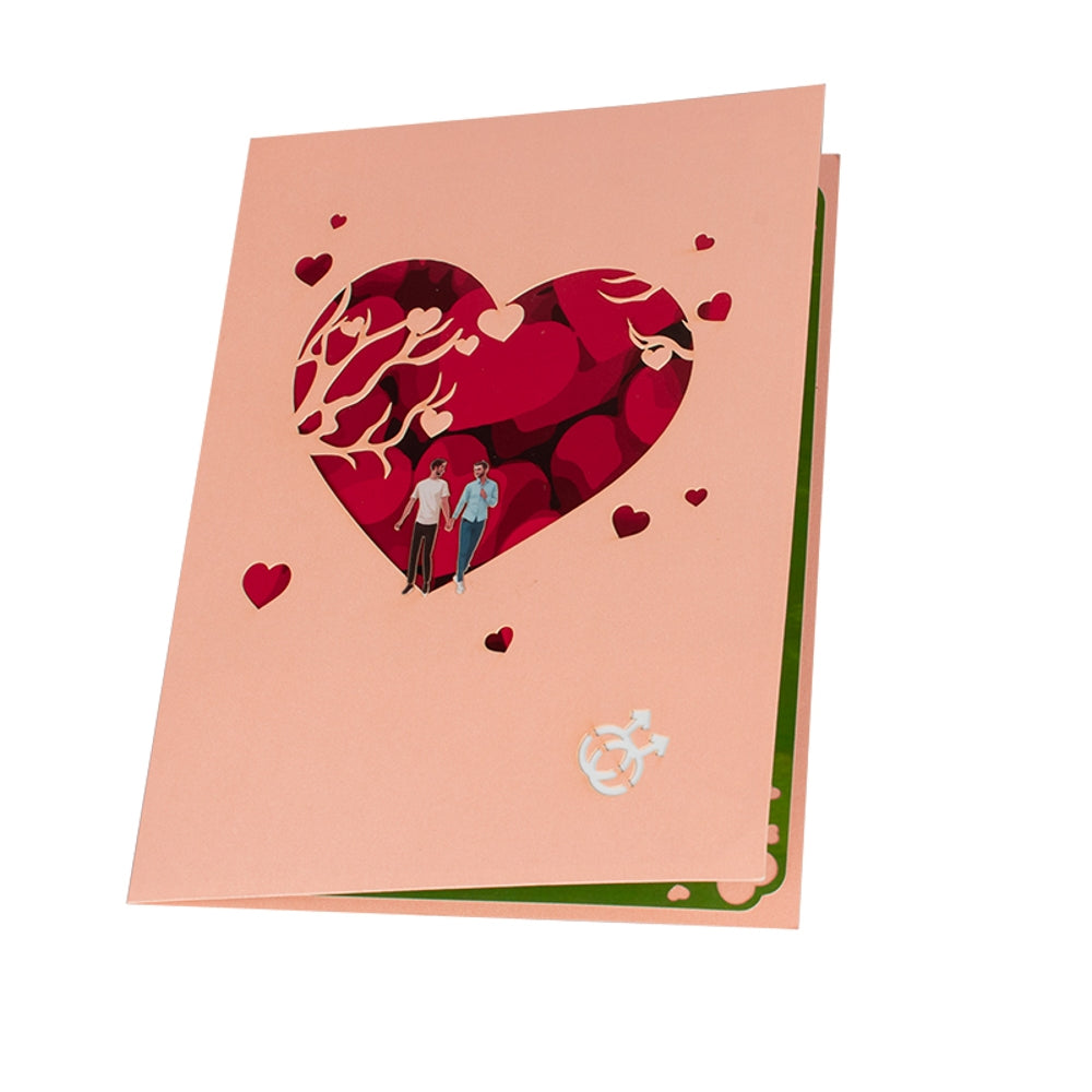 Two Men Strolling Cherry Tree 3D Pop Up Greeting Card