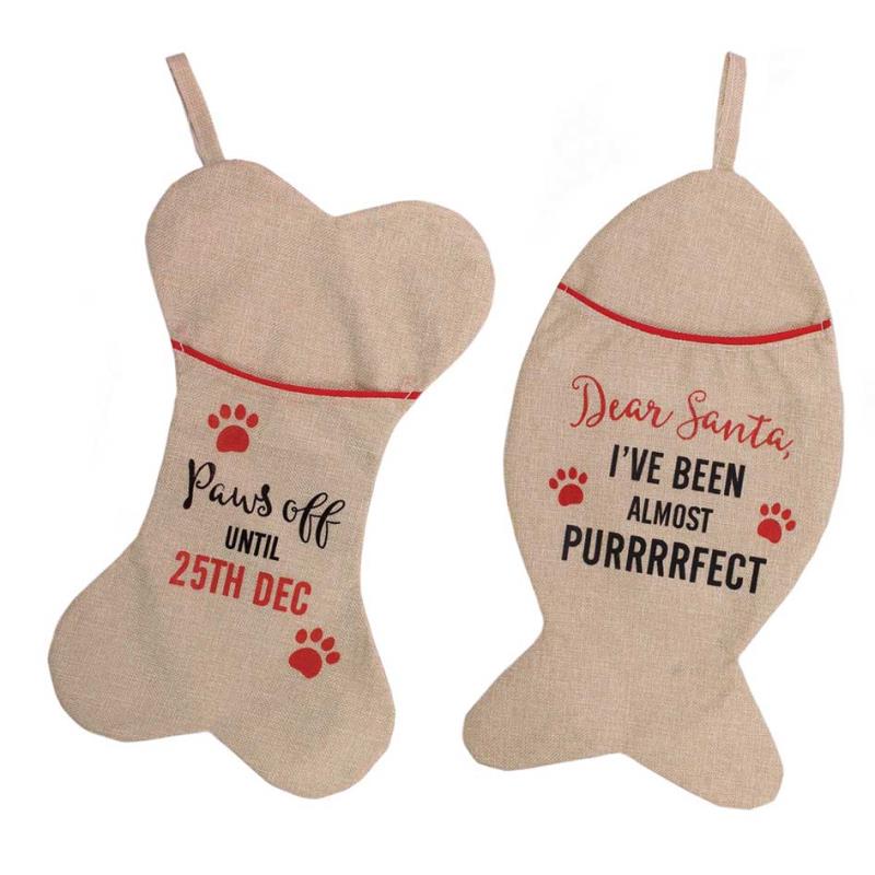 Christmas Dog or Cat Hessian Stocking