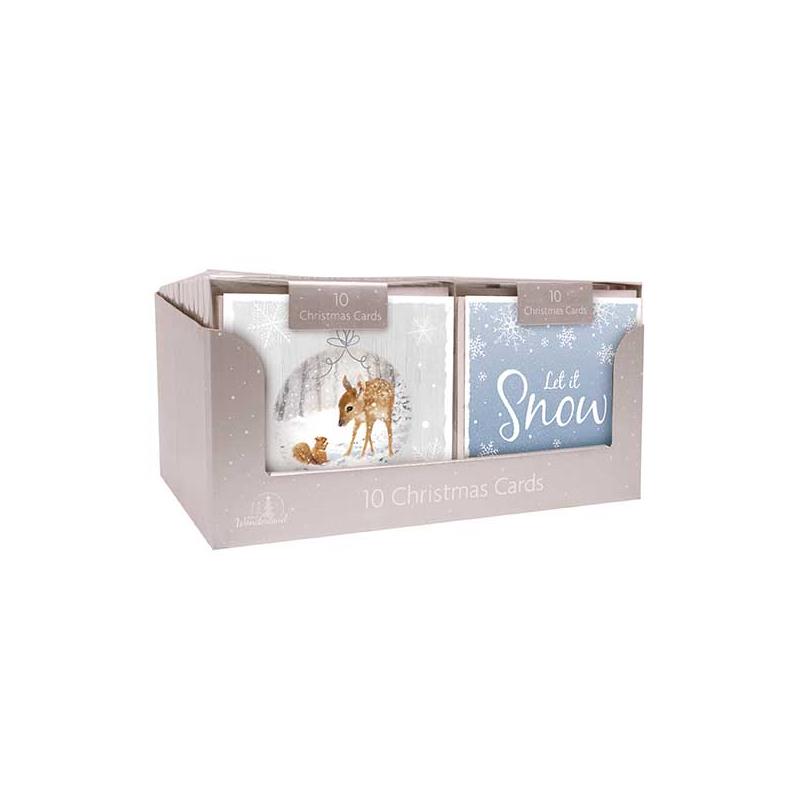 Pack of 10 Square Winter Wonderland Trend Christmas Cards