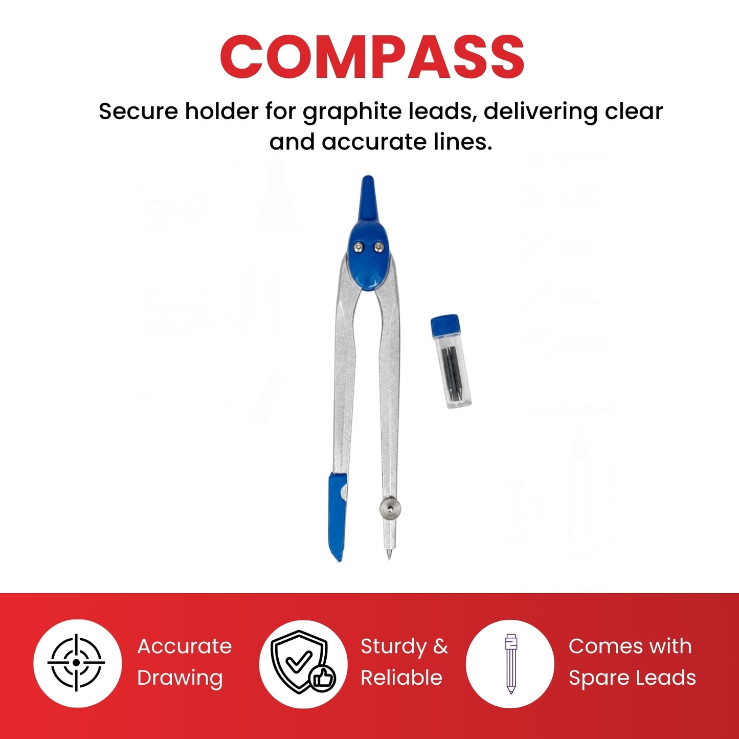 12 x Metal Adjustable Safety Slide Lead Compass with Refillable Leads