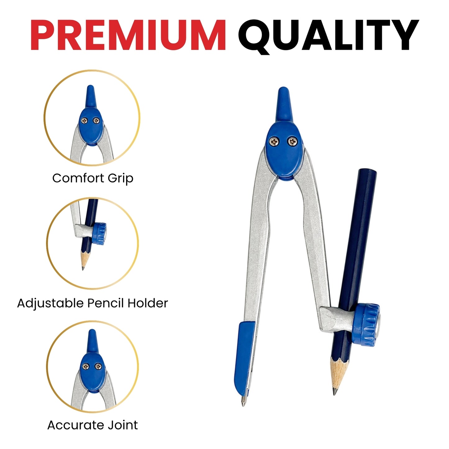 12 x Metal Safety Slide Adjustable Compass with Pencil by Janrax
