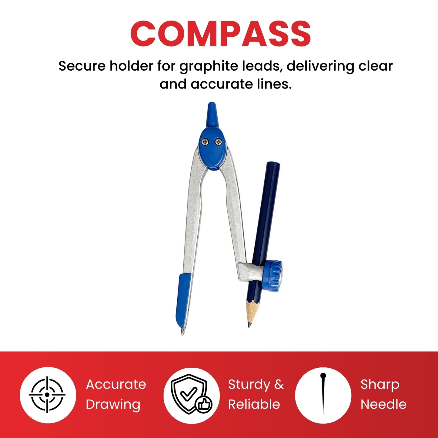 Janrax Metal Safety Slide Adjustable Compass with Pencil