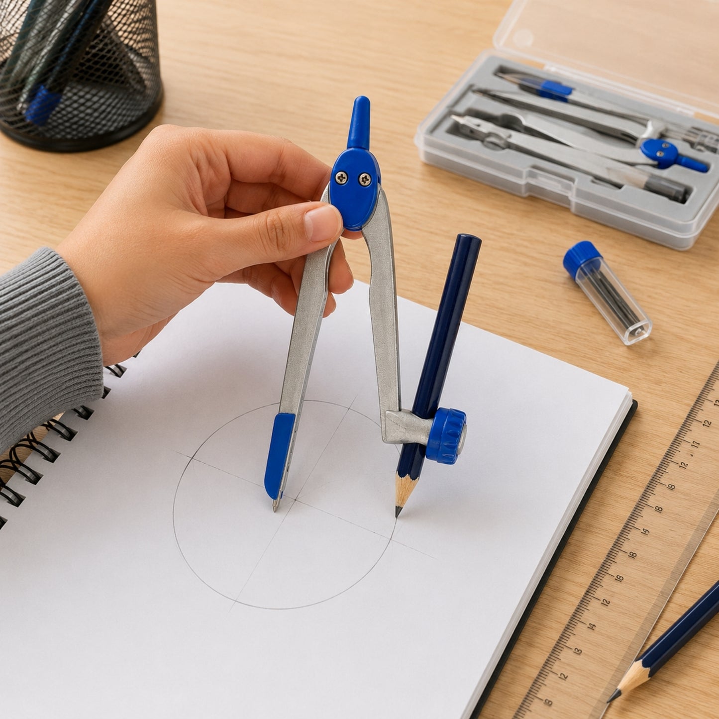Janrax Metal Safety Slide Adjustable Compass with Pencil