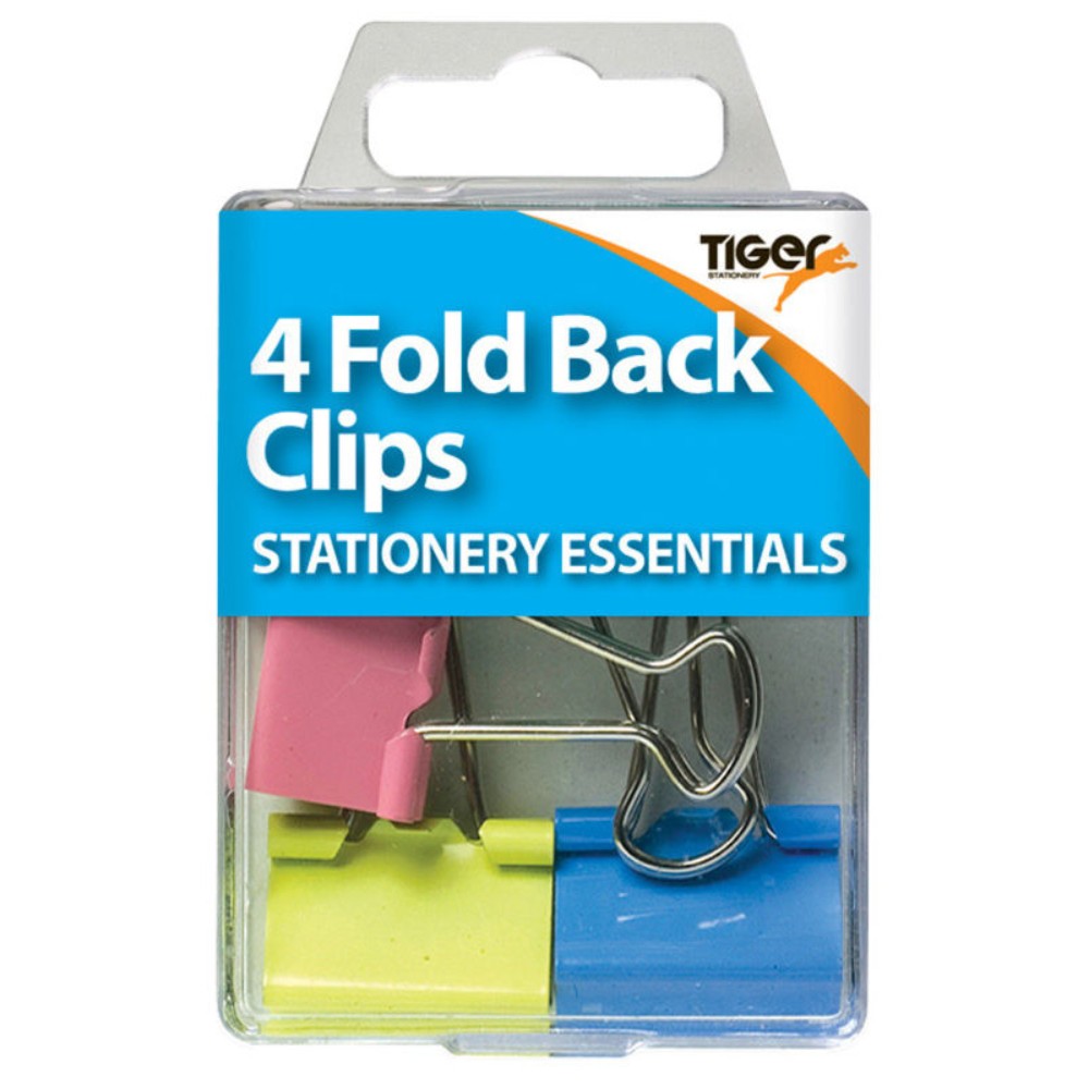 Pack of 4 Coloured Fold Back Clips– Shop Inc