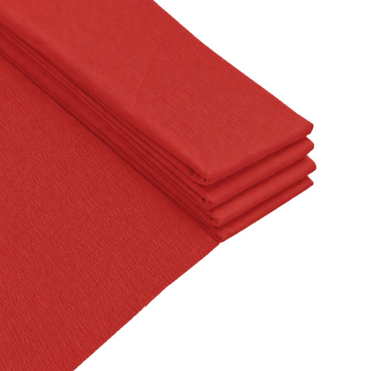Pack of 20 Red Crepe Paper Sheets 50cm x 2m 17GSM 35% Stretch Craft Paper
