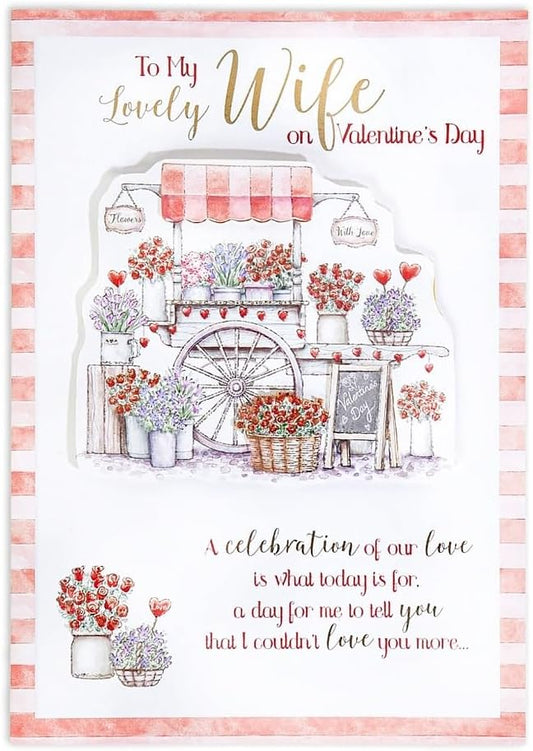 Flower Stall with Heartfelt Message Wife Valentine's Day Card