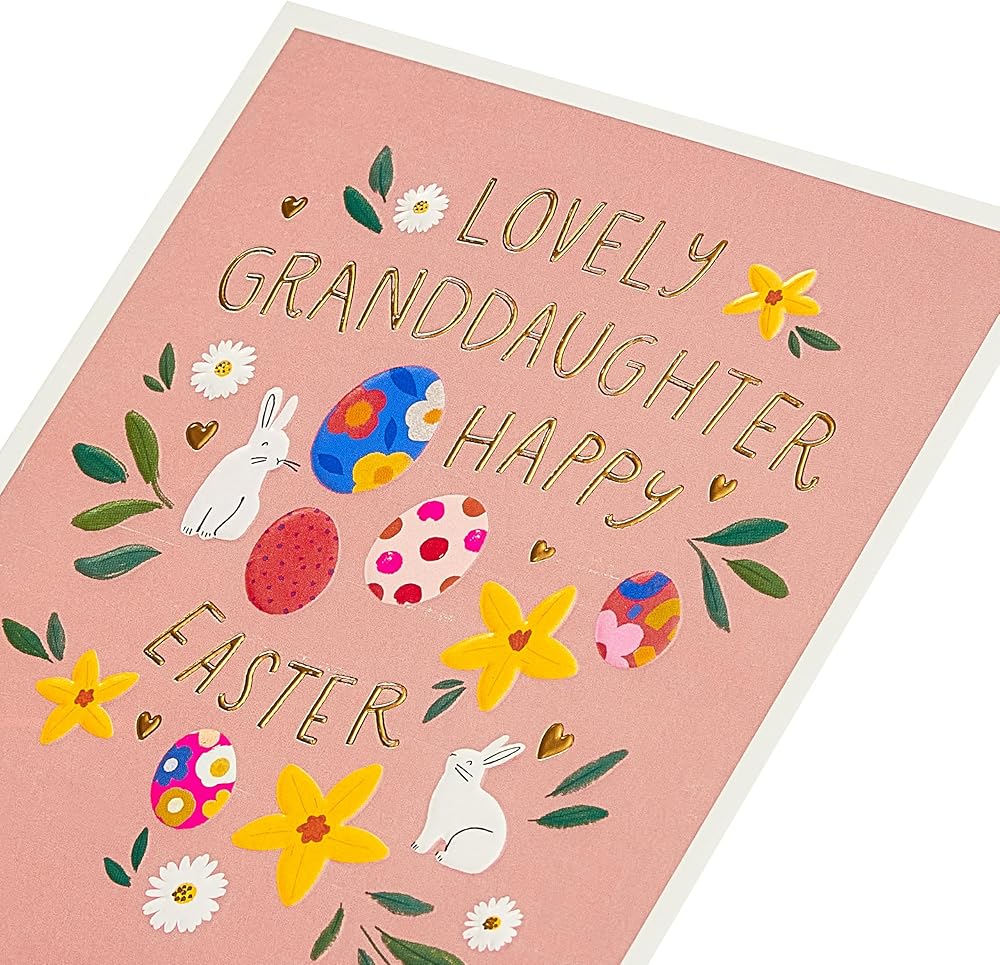 Big Egg and Bunnies Design Granddaughter Easter Card