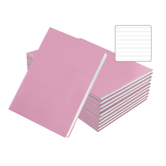 Pack of 10 A4 160 Pages 8mm Ruled Pink Casebound Notebooks