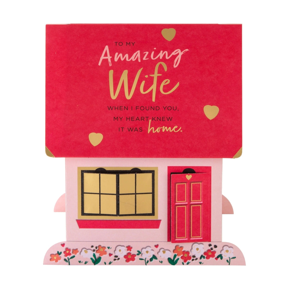Pop Up 3D House Design Wife Valentine's Day Card