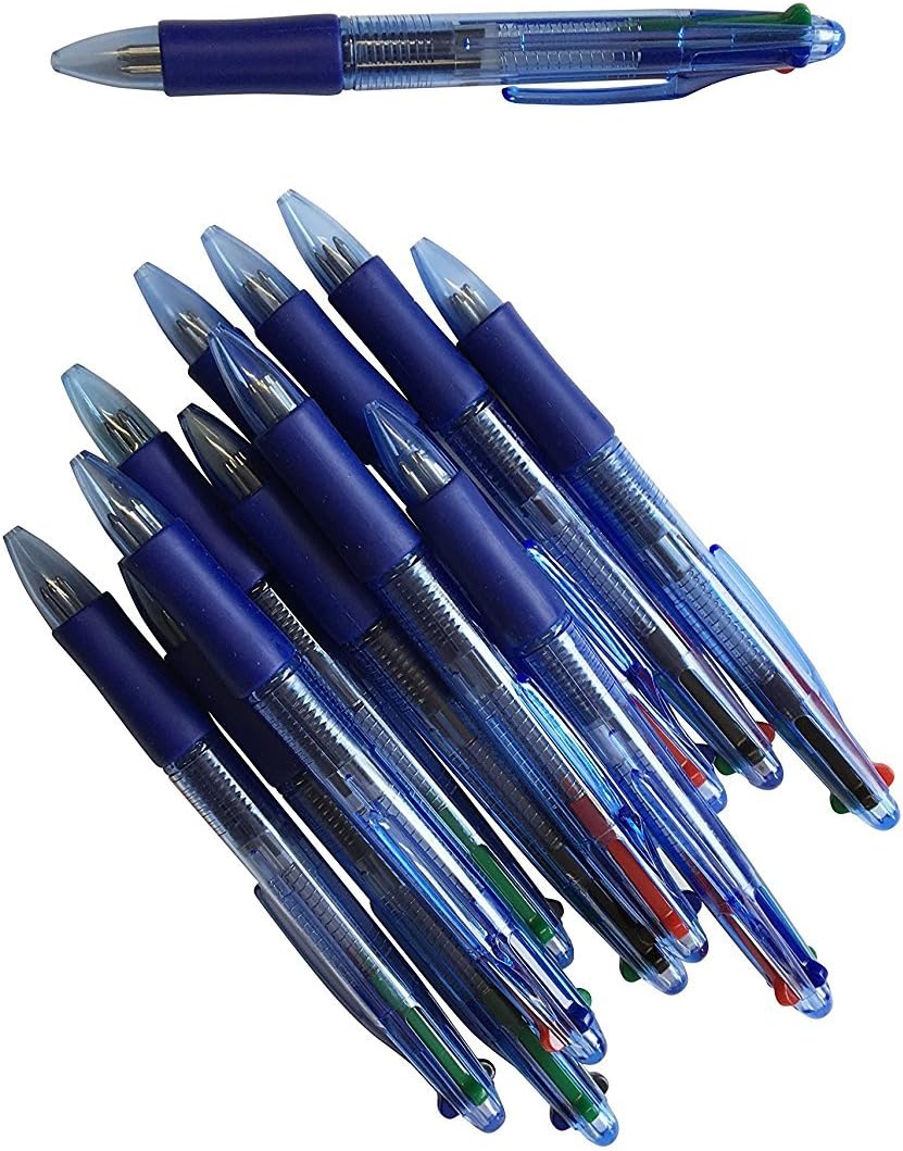 Pack of 12 Janrax 4 Coloured Ballpoint Pens - Colour Ball Pens