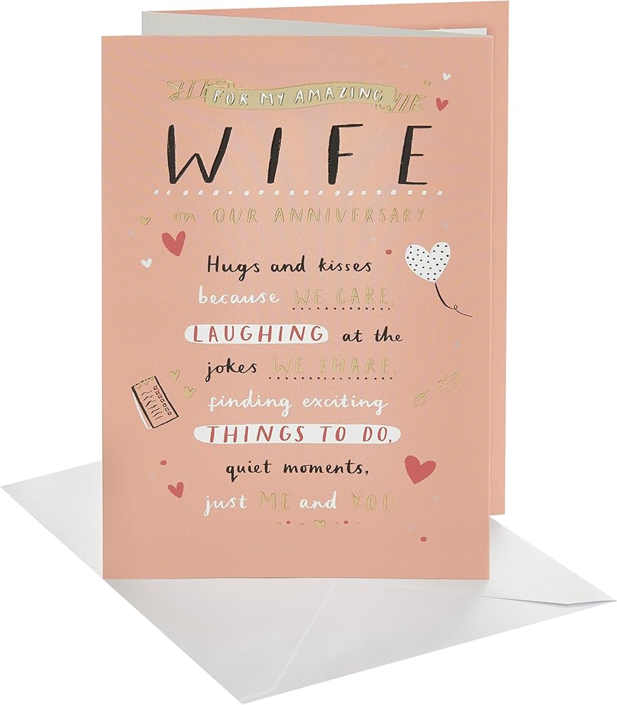 Hand Lettering and Icons Design Wife Anniversary Card