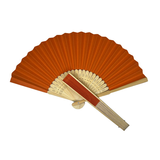 Pack of 500 Orange Paper Foldable Hand Held Bamboo Wooden Fans by Parev