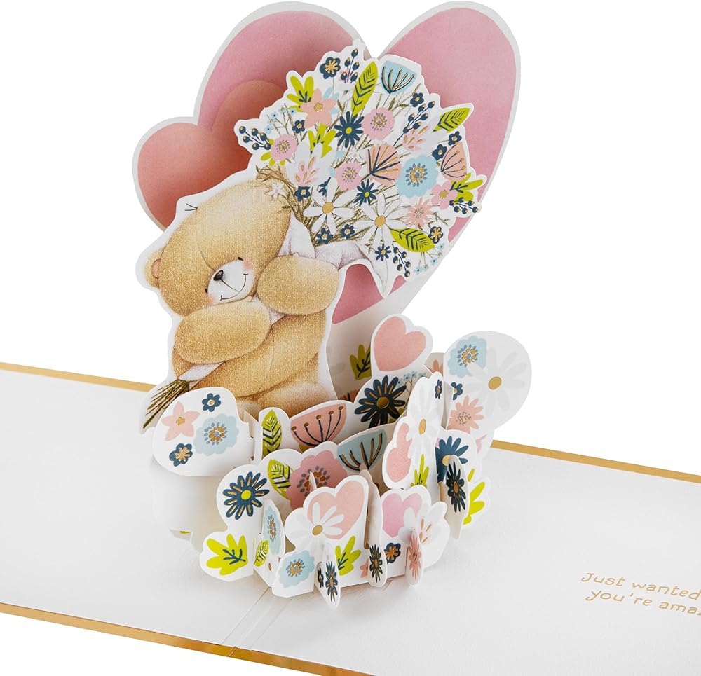 Forever Friends Heart & Flowers Design 3D & Pop Up Card Birthday Anniversary Mother's Day