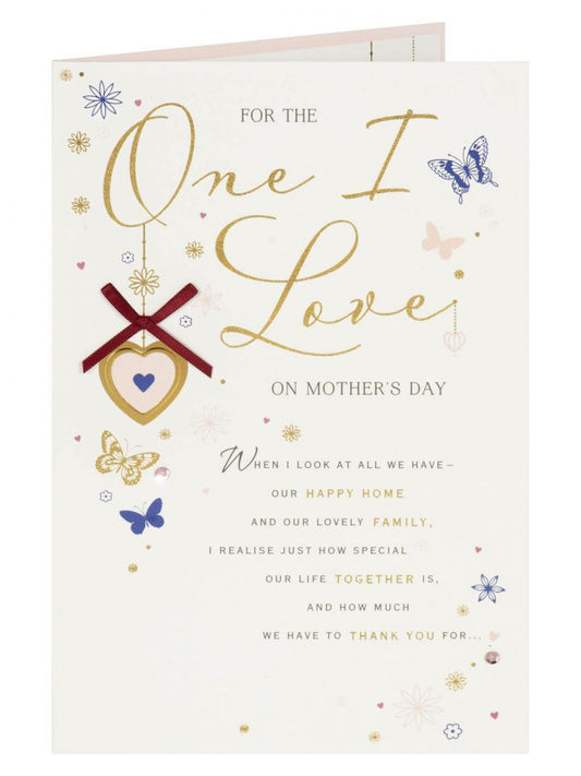 One I Love Ribbon And Gold Foil Finished Mother's Day Card