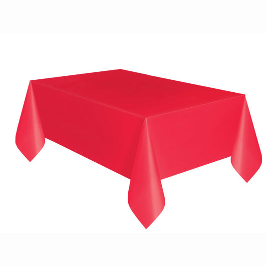 Ruby Red Solid Rectangular Plastic Table Cover, 54"x108"