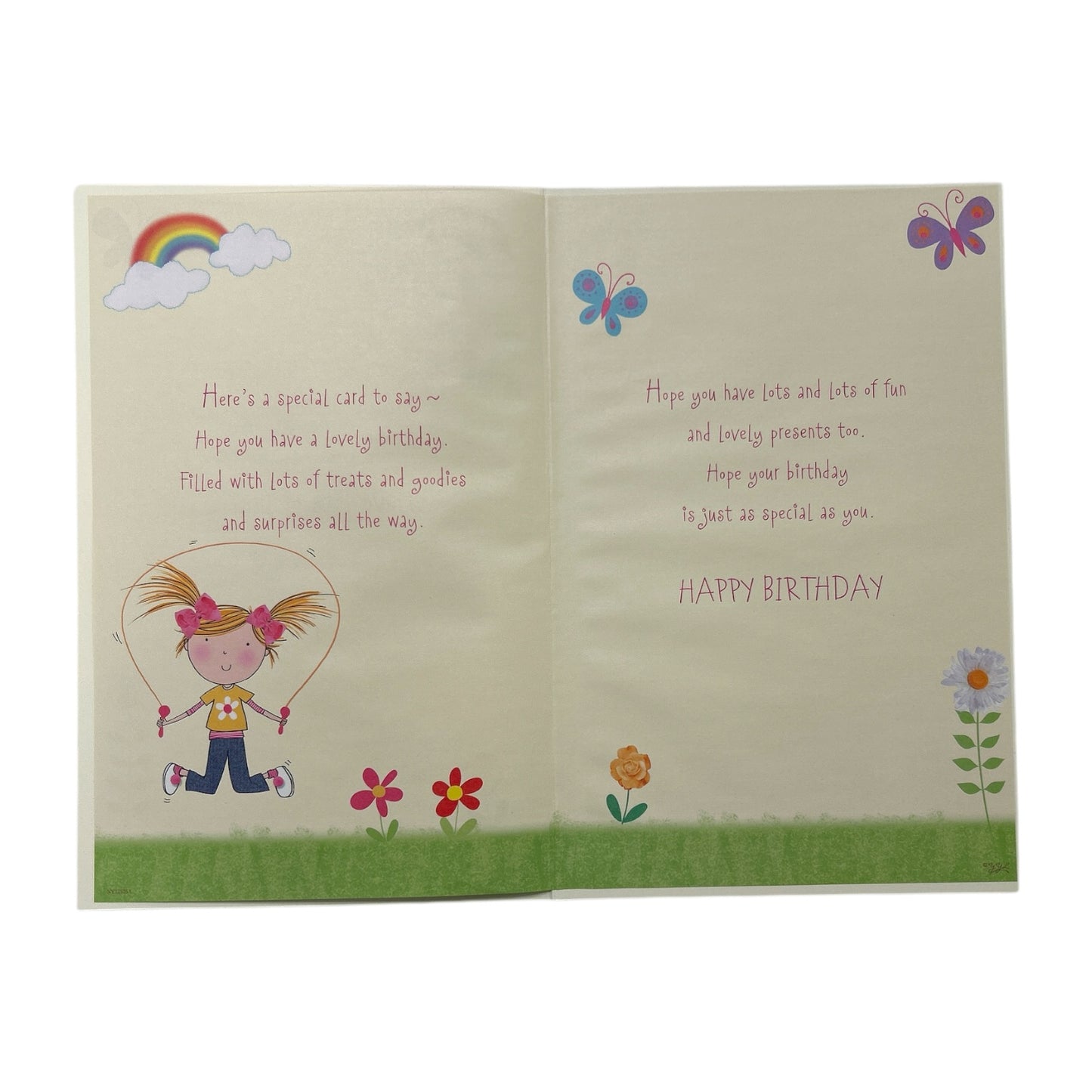 To Daughter Age 06 Girl Skipping Juvenile Birthday Card With Badge