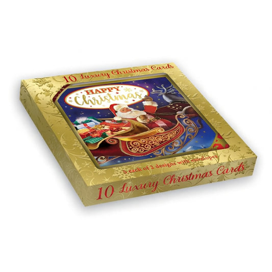 Pack of 10 Festive Sleigh Ride Christmas Boxed Cards