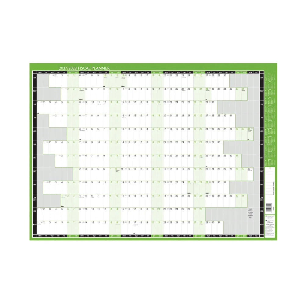 Janrax 2027-2028 Double Sided Fiscal & Academic Planner Unmounted - 855 x 610mm