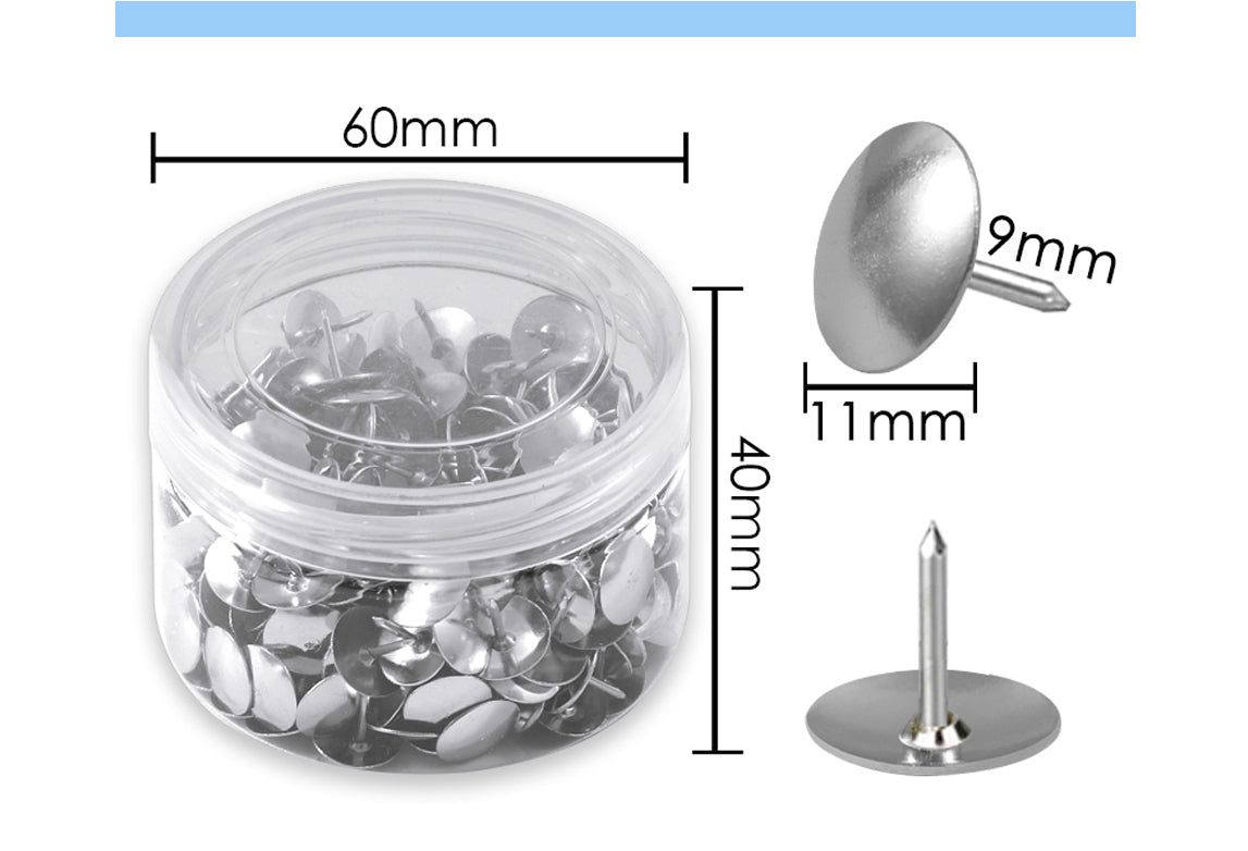 Pack of 1200 Nickel Thumbtacks 11mm