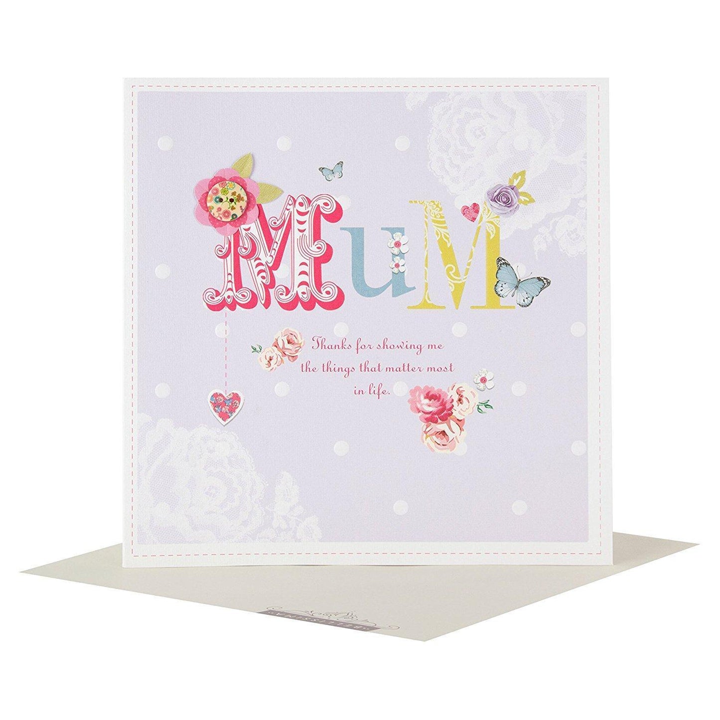 'Mum Contemporary Button' Large Square Mother's Day Card