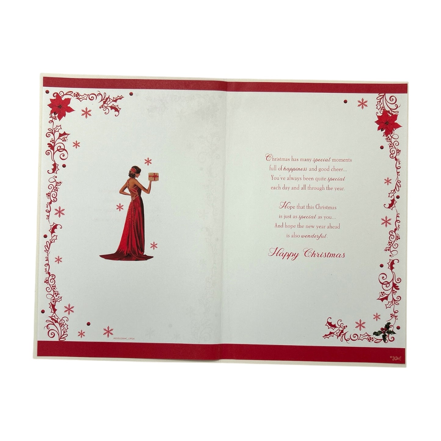 Christmas Wishes for Niece Elegant Red Dress & Festive Decor Card