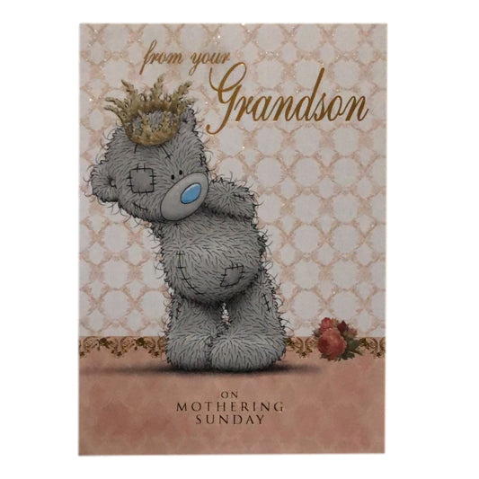 From Your Grandson Teddy With a Crown Design Mother's Day Card