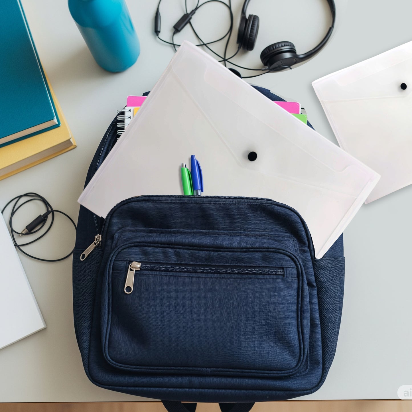 Pack of 20 Janrax A4 Clear Document Wallets - Button Stud Folder