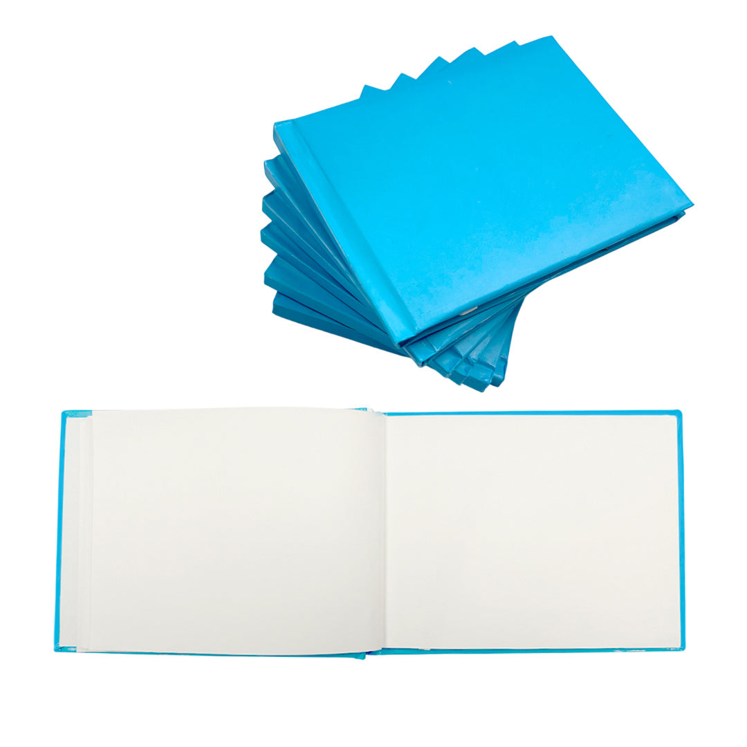 Pack of 24 Plain Cover 100 Pages Blue Autograph Books – School Leavers Signature, End of Term Memory Book
