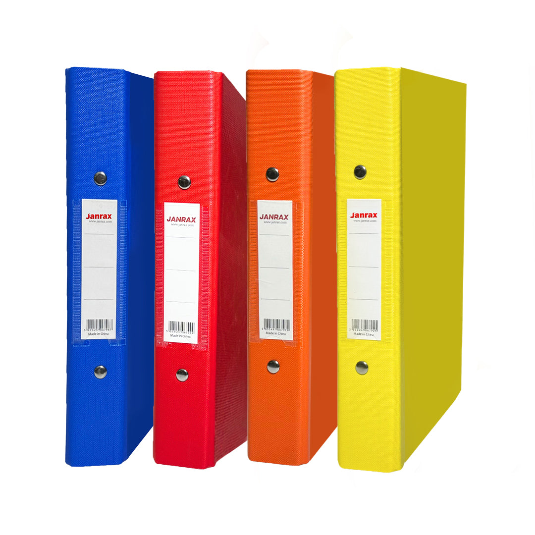 Pack of 4 A5 Paper Over Board Ring Binders – Red, Blue, Orange, Yellow