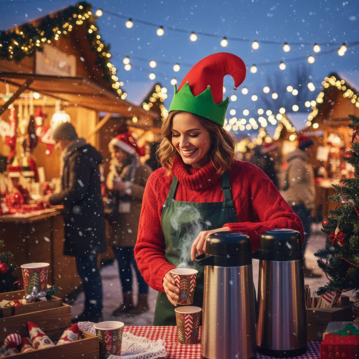 Christmas Elf Hat With Bells For Adult