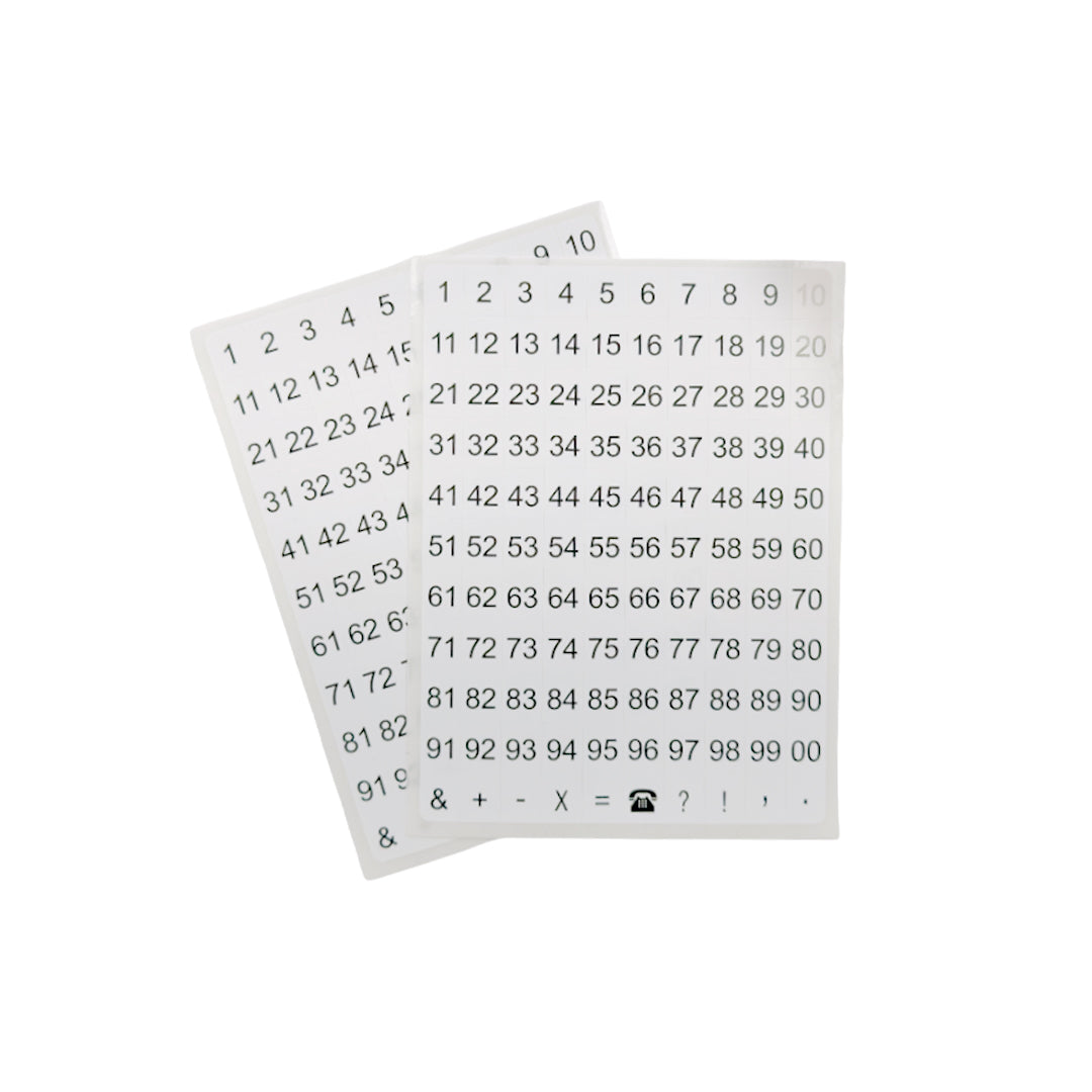 Pack of 1320 White on Black 8x10mm 1-99 Numbers Self-Adhesive Labels